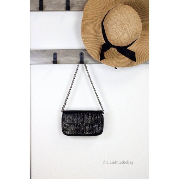 NEW Marc Jacobs The Mini Shoulder Bag Black Embossed Crossbody Handbag Purse NWT